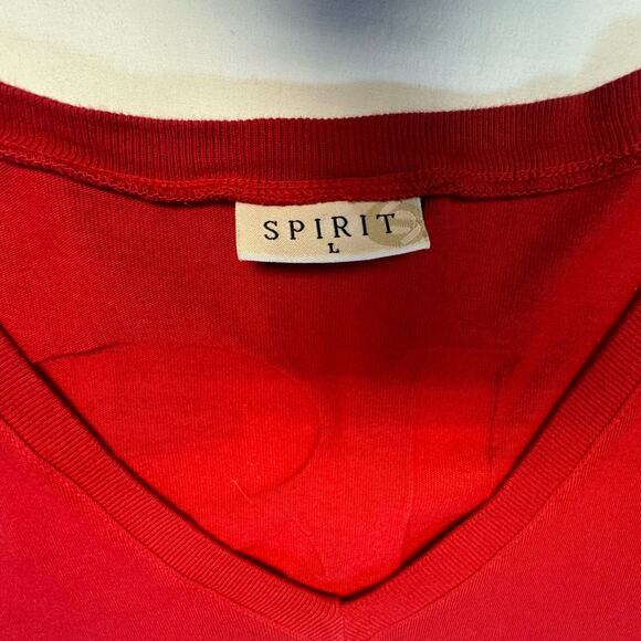 Alisal Ranch Long Sleeve V- Neck Long Sleeve Top Women Size L Red White Blue - Picture 3 of 5